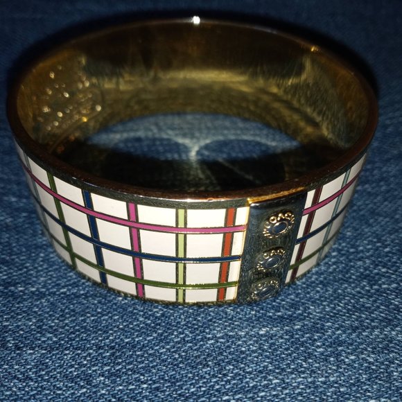 COACH Gold Enameled Plaid Multicolor Tattersall Ch - Picture 1 of 9